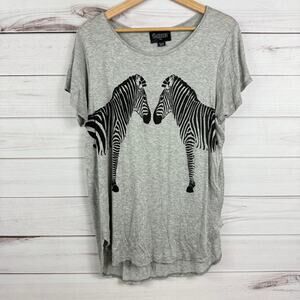 Mia Maddison Women's Gray Zebra Short Sleeve Top Size XL